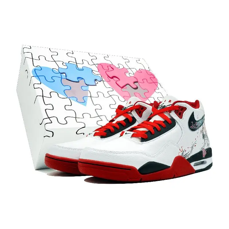 【Настроить】Nike Flight Legacy Vintage Баскетбольные кроссовки унисекс средней высоты красные/черные кроссовки BQ4212-100