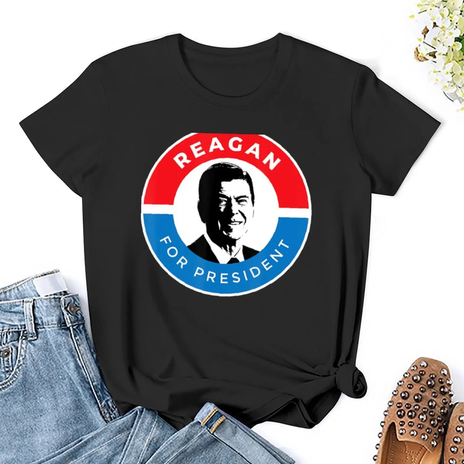 Фото Футболка Ronald Reagan, винтажная Милая одежда с принтом животных, одежда в стиле хиппи, женская одежда №5