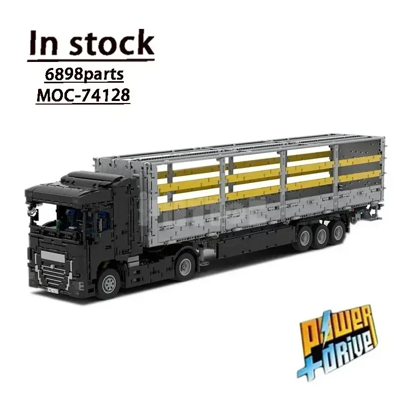 MOC-74128 Комбинированный DAF XF 460 + прицеп RC Грузовой транспортный грузовик в сборе Модель 6898 Детали строительного блока Детская игрушка на день рождения в подарок