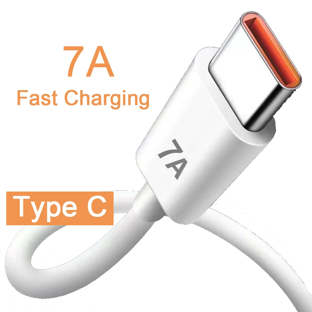 USLION Кабель для быстрой зарядки 7A 100 Вт USB Type C для Huawei P40 P30 Xiaomi Mi 13 12 Pro Oneplus Realme POCO Продается шт