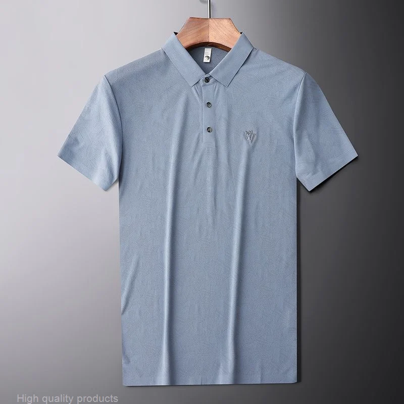 Фото Рубашка поло Kualitas Tinggi Desain Sense Jacquard Kepala рубашка поло Pria Lengan Pendek 2023 Musim Panas Bar Kasual Paul №5