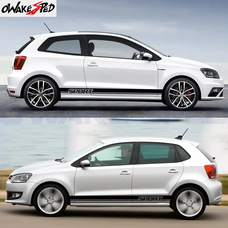 2 шт. для-Volkswagen-POLO GTI-R LINE-R женская спортивная полоса для гоночных автомобилей Наклейка на корпус двери боковая юбка аксессуары «сделай сам» виниловые наклейки