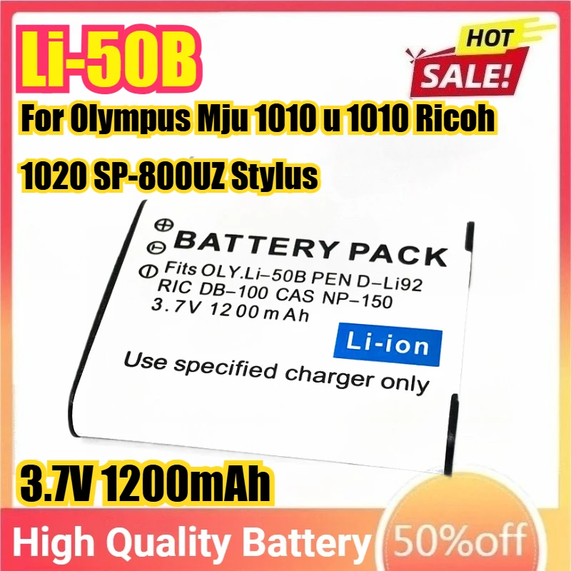 Новый аккумулятор для камеры Li-50B Li 50B для Olympus Mju 1020 SP-800UZ Stylus 1010 u 1010 Ricoh CX3 CX4 CASIO NP-150 Pentax D-Li92