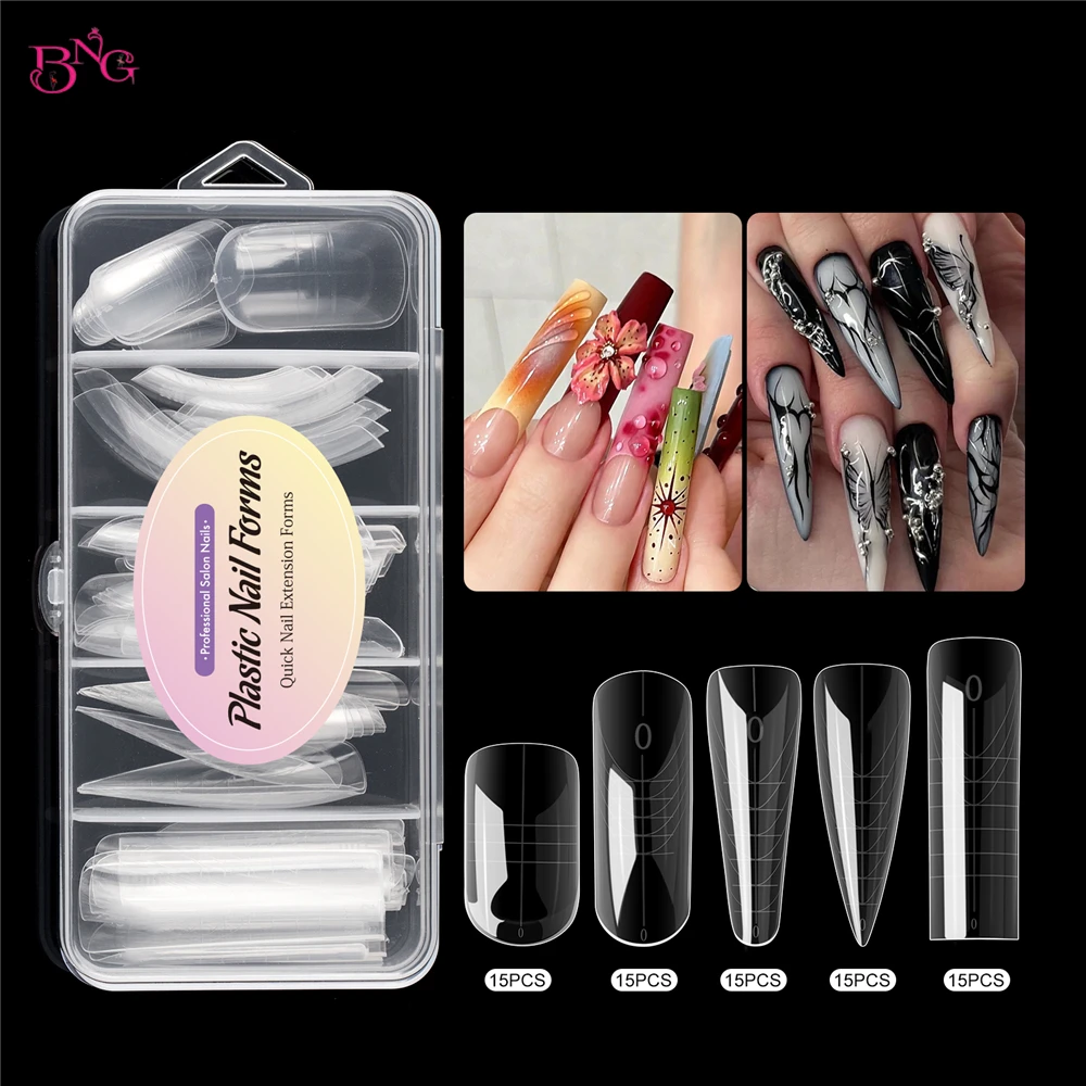 Фото BNG Nail Dual Forms for Poly Extension Gel Nail Forms for Builder Gel Многоразовые 15 размеров Наборы акриловых форм для ногтей для маникюра №4