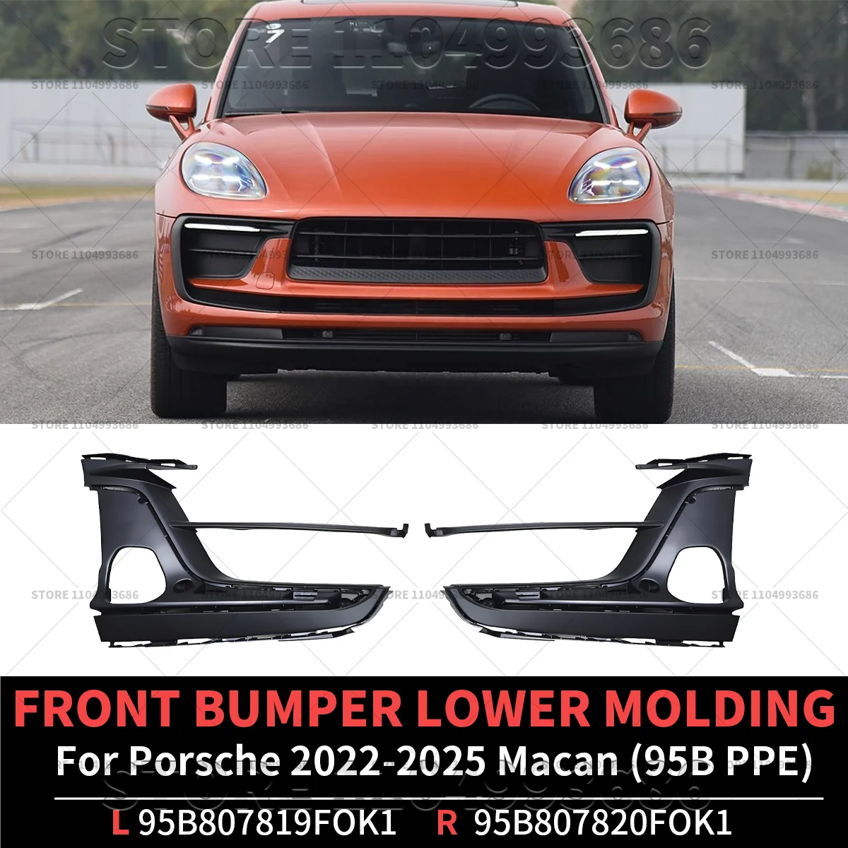 Для Porsche Macan (2023 2024 2025 Porsche Macan (95B PPE) нижняя часть переднего бампера OEM 95B807819FOK1 95B807820FOK1 95B807819F 95B807820F