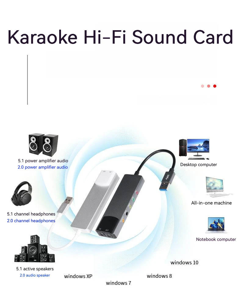 Фото Внешняя звуковая карта USB SPDIF, оптический вход/выход, 6-канальный аудиоадаптер 5.1 для воспроизведения ПК, совместимый с Windows7 №4