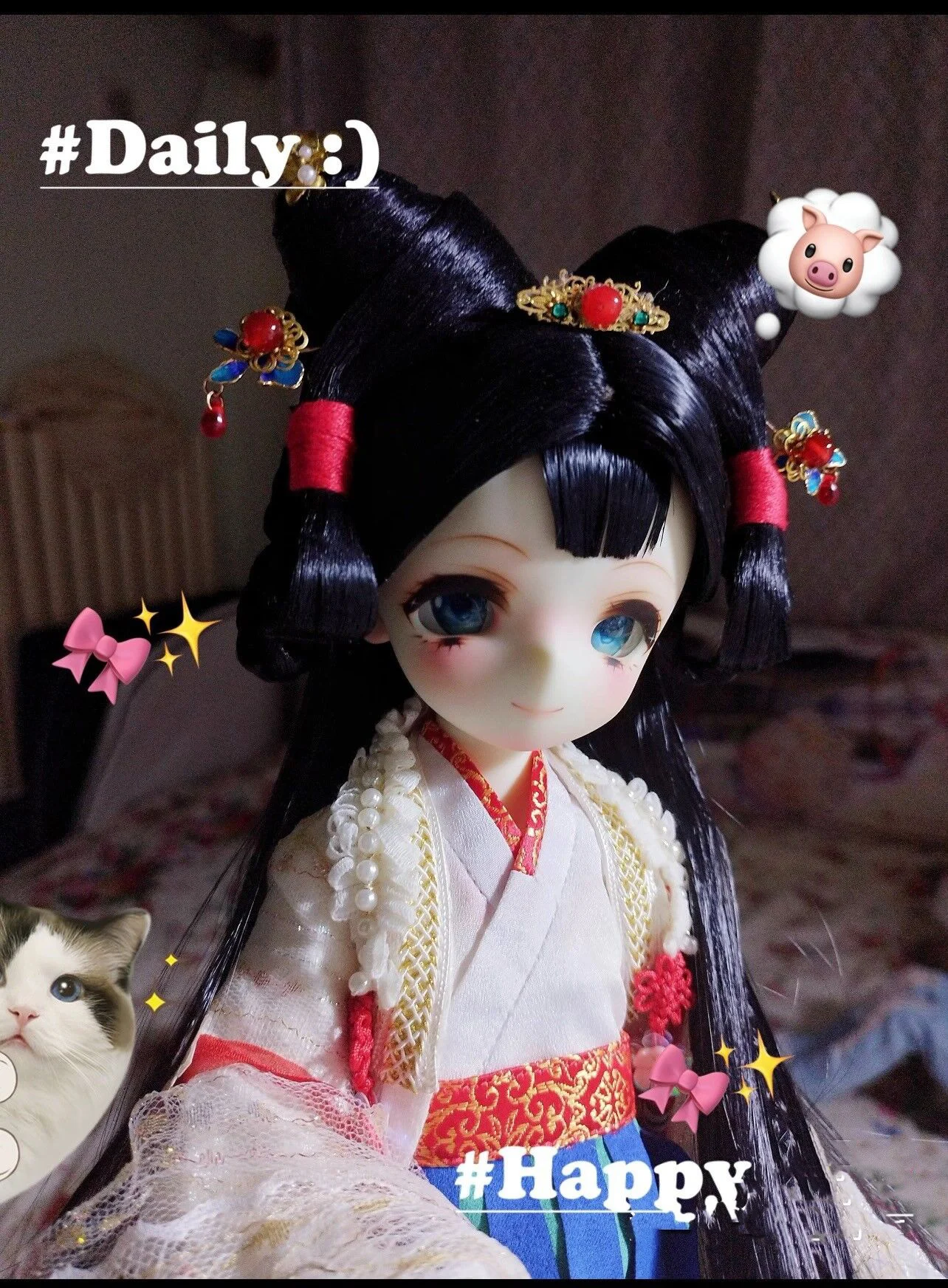 Фото 1/6 1/4 1/3 парики BJD, древний китайский костюм Hanfu, винтажный парик феи для волос для SD13, большая девушка, SSDF, аксессуары для кукол дяди A1528 №5