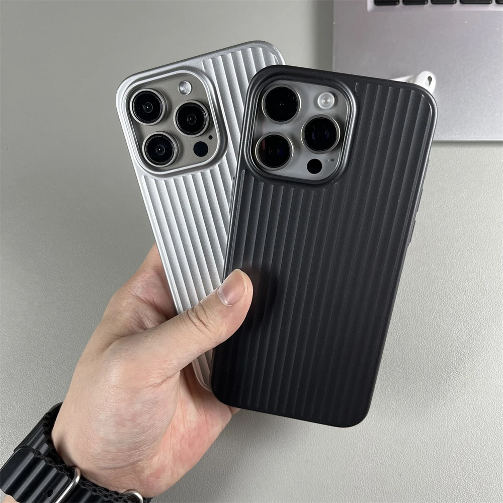 Роскошный Ультратонкий чехол с гофрированным рисунком для iPhone 16 15 14 Plus 13 Pro Max Shockprooof с 3D покрытием, простая жесткая задняя крышка из поликарбоната (art.: 3920c5182e2ba) - 3920c5182e2ba