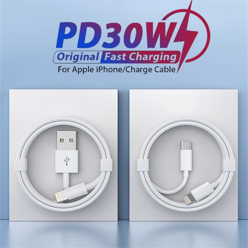 Оригинальный USB-кабель для быстрой зарядки PD 20 Вт для Apple iPhone 15 14 8 7 Plus 13 12 11 Pro XS Max XR X, USB-кабель для зарядного устройства с подсветкой
