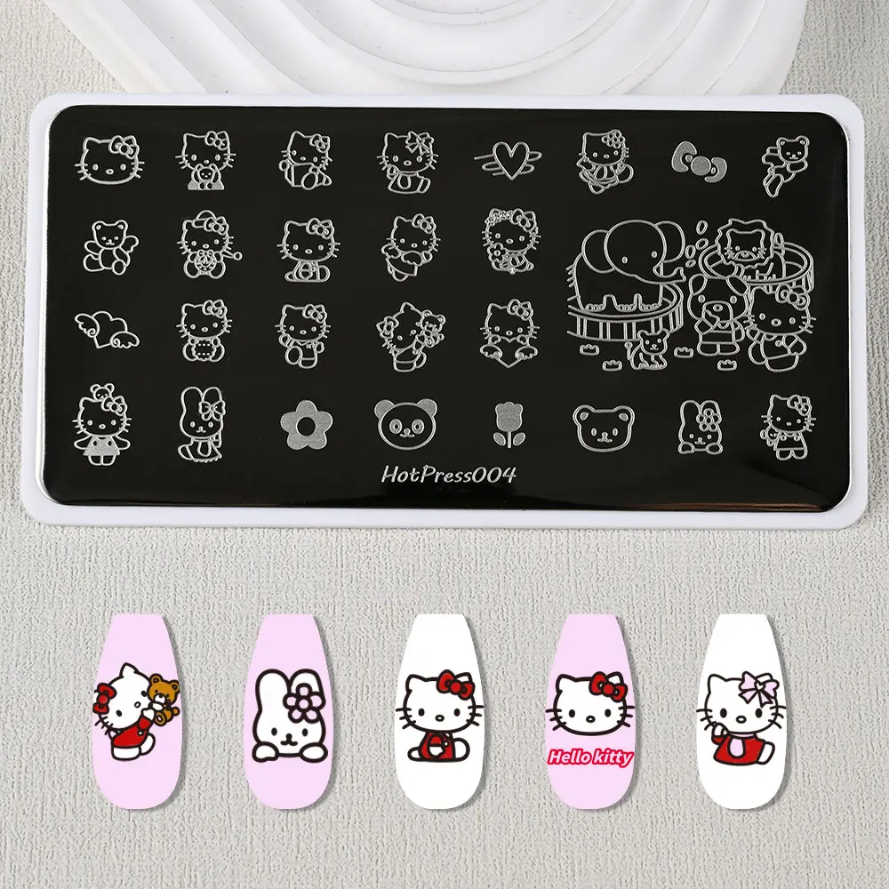 1 шт., наклейка для штамповки ногтей Hello Kitty, полное покрытие, изображение котенка кота, шаблон для ногтей из нержавеющей стали, трафарет, инструмент для нанесения ногтей (art.: 3920d22083480) - 3920d22083480