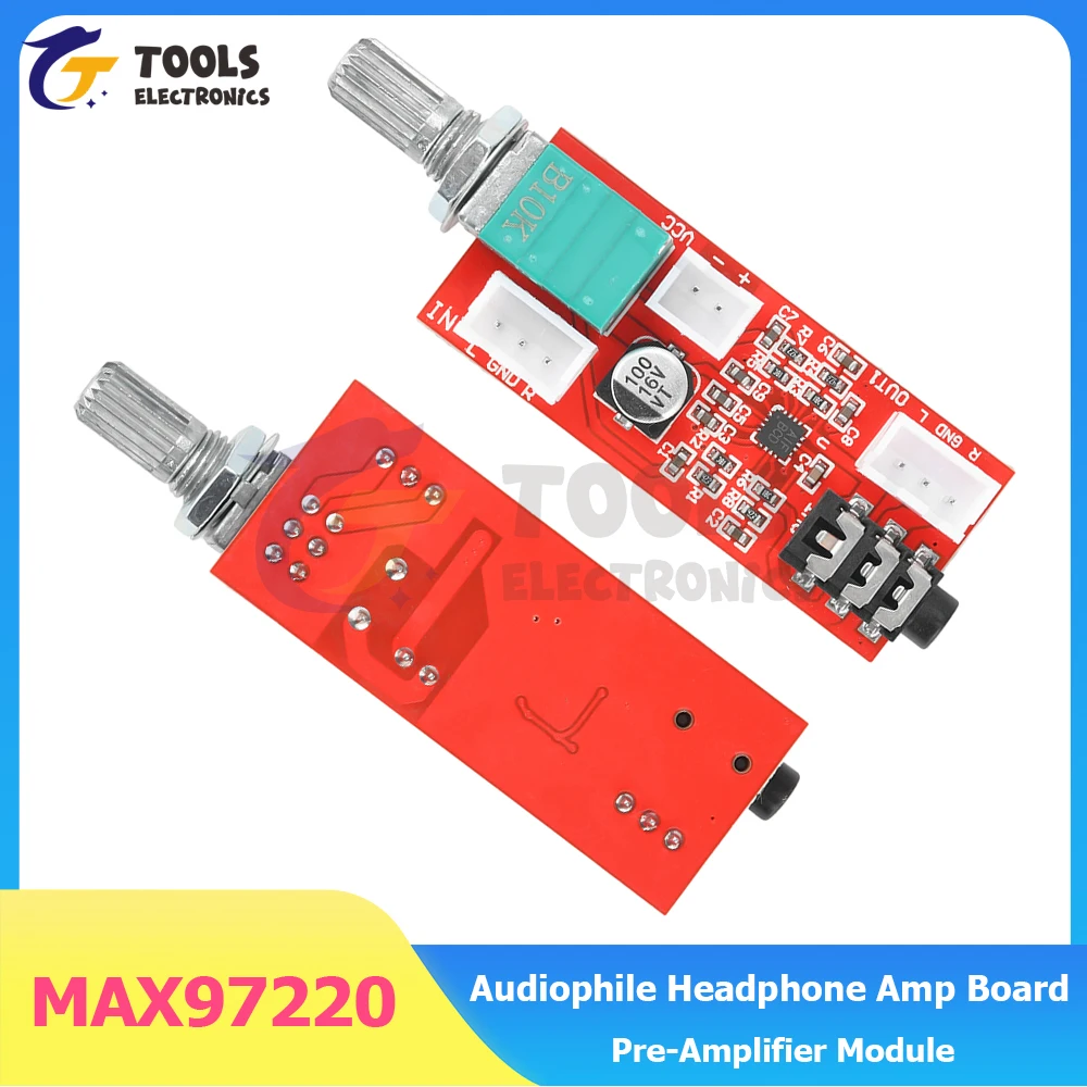 MAX97220 Плата аудиофильского усилителя для наушников, модуль предварительного усилителя с регулятором громкости, мини-усилитель гарнитуры для ЦАП/аудиосистем Электроника