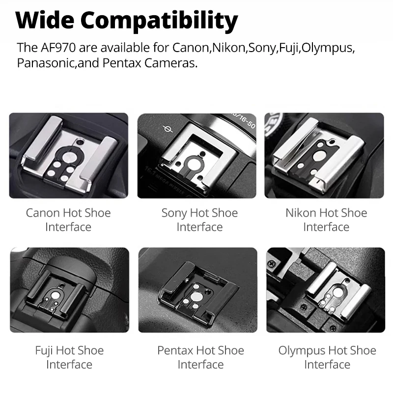 Фото Ambitful AF970 вспышка Speedlight Speedlite универсальная для камеры Fujifilm Olympus Nikon Canon 650D 550D 450D 60D 7D 5D №2