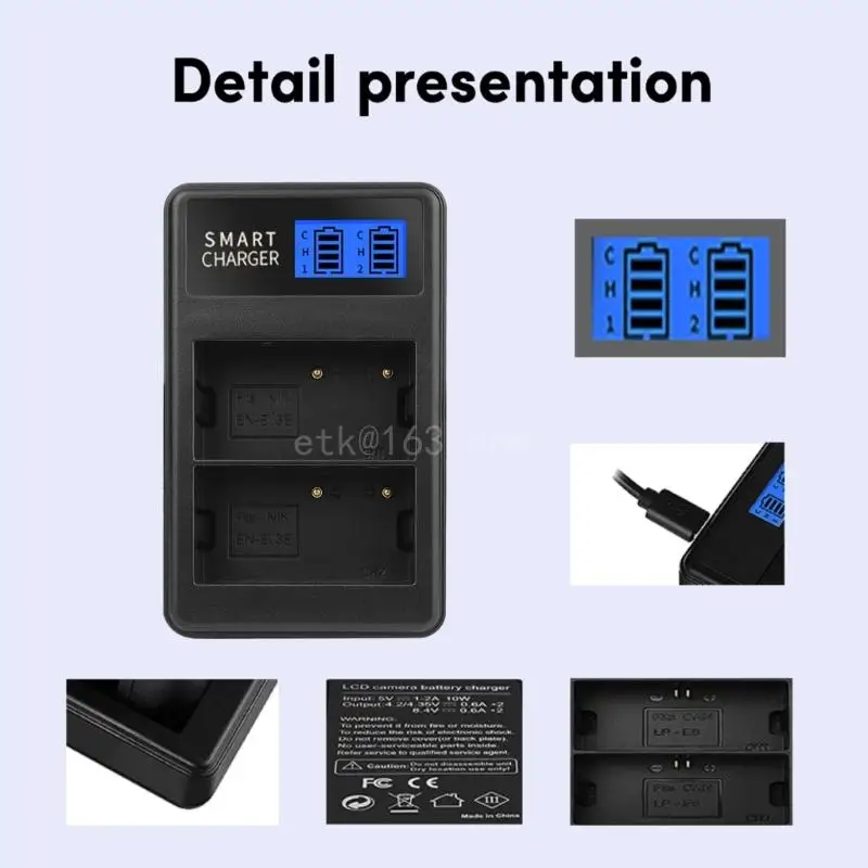 Фото EN-EL3E EN-EL3 Двойное зарядное устройство с ЖК-дисплеем и USB-портом для камеры D90 D80 D300S D300 №5