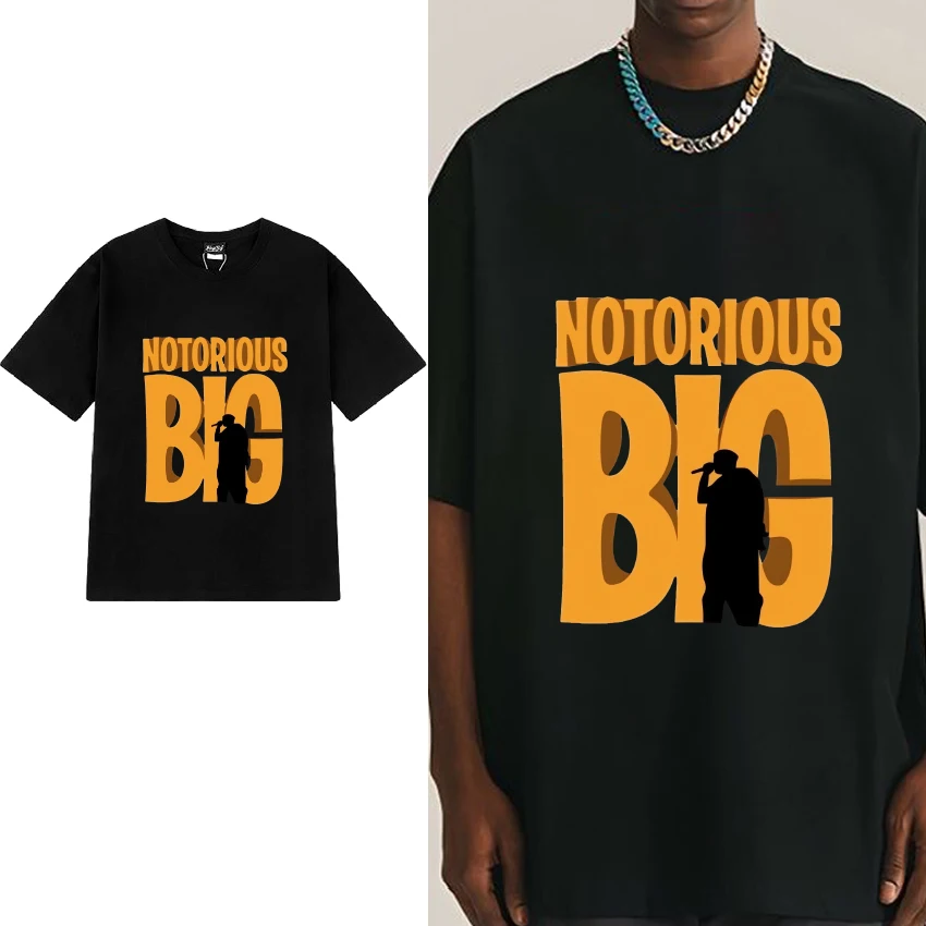 Рэпер Notorious BIG 90-х годов Хип-хоп Графические футболки Мужчины Женщины винтаж Хип-хоп уличная одежда Унисекс Футболка из 100% хлопка с короткими рукавами