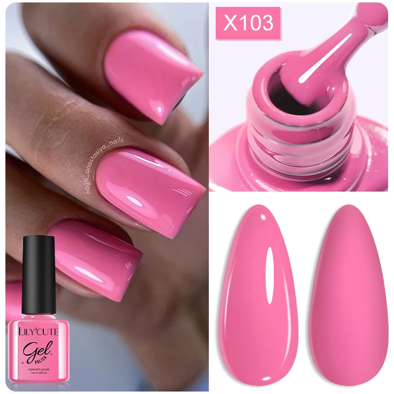 Фото LILYCUTE 7ml Candy Colors Gel Nail Polish Semi Permanent UV Gel Nail Supplies For Manicure Nail Art Spring Summer Series DIY Gel №4