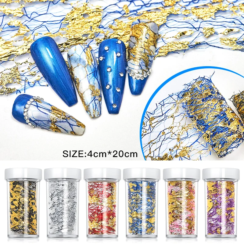Фото 20/50*4 см 3D сетка Золотой Серебряный ноготь искусственная фольга нерегулярный Алюминий наклейки для ногтей маникюра Гель-лак DIY Дизайн ногтей украшения №2