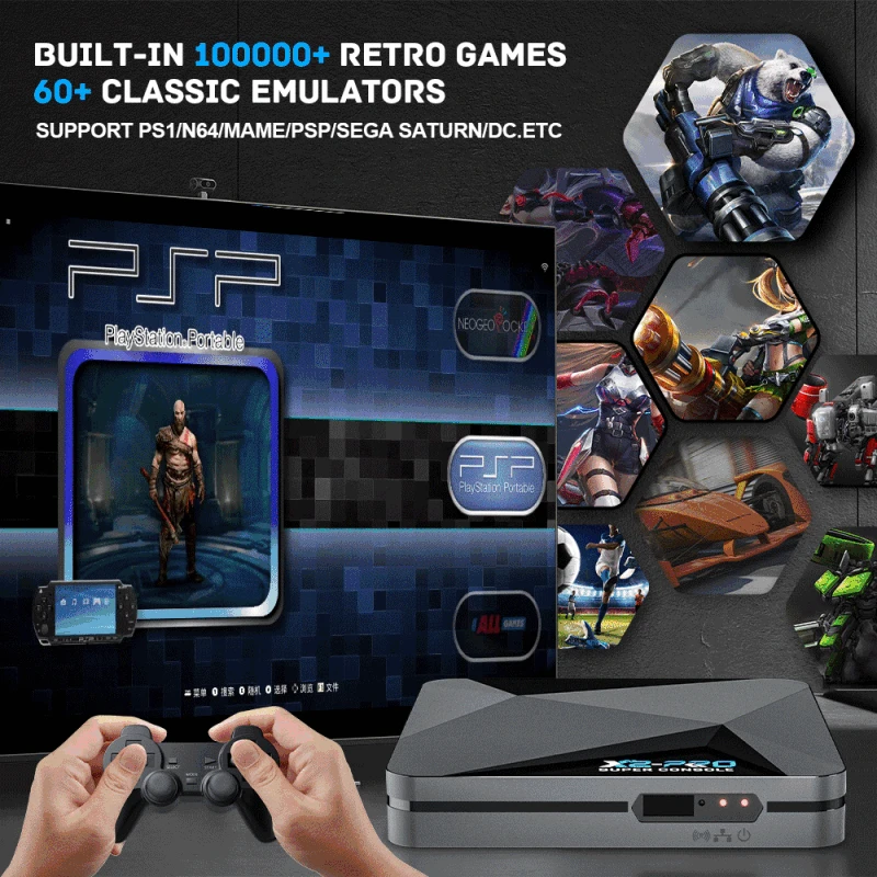 Консоль игровая ручная X2 Pro для Ps1/dc/ss/psp, 100000 встроенных классических игр