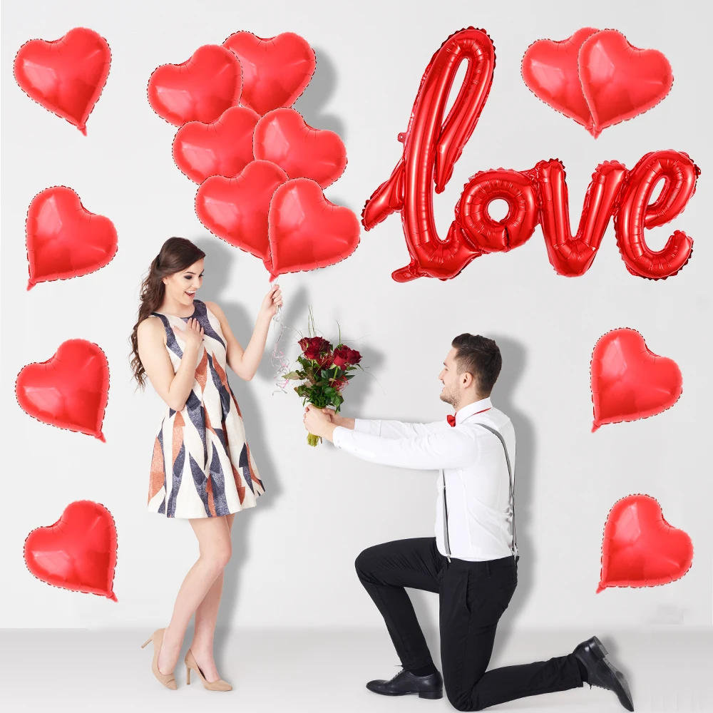 40 дюймов LOVE Conjoined18 дюймов фольгированный гелиевый шар в форме сердца на День святого Валентина, свадьба, помолвка, предложение, декор для дня рождения