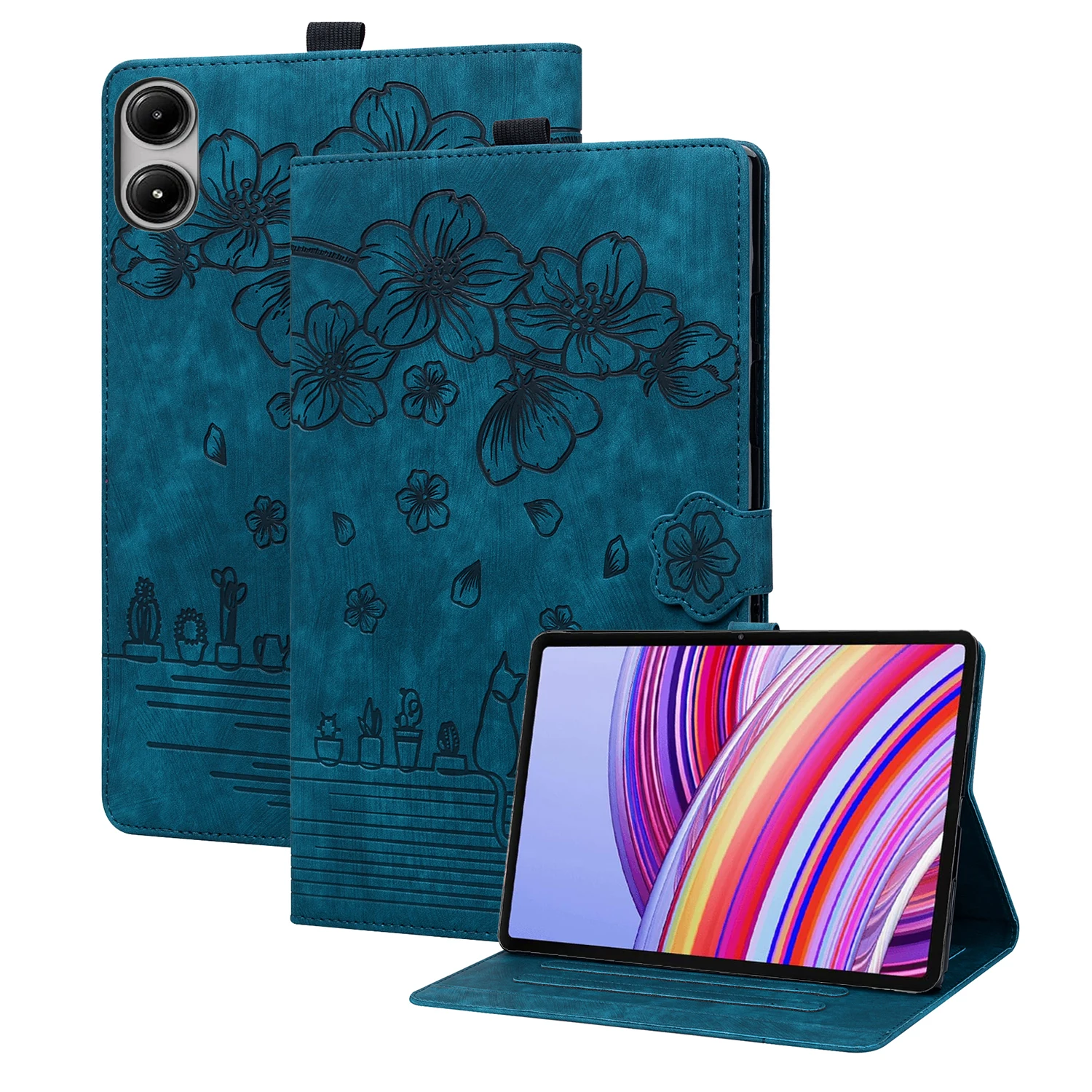 Чехол-кошелек с отделением для карт для Xiaomi Poco Pad, 12,1-дюймовый чехол с тиснением в виде кошки-манги, противоударный кожаный чехол для сна
