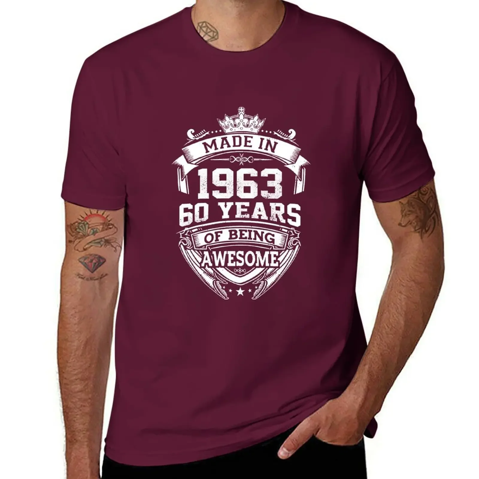 Сделано в 1963 году, 60-летняя удивительная футболка, funnys размера плюс, топы, принты животных для мальчиков, футболки для мужчин, хлопок (art.: 3920c9eca2bb6) - 3920c9eca2bb6