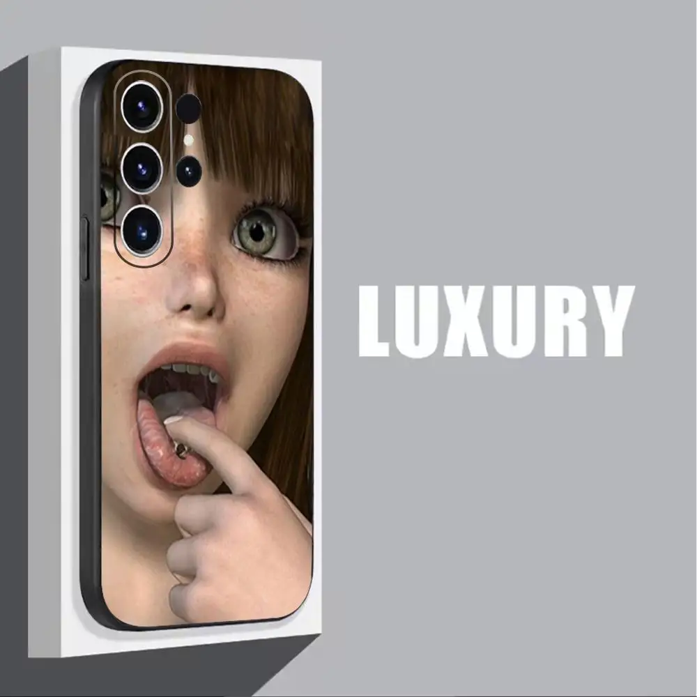 Фото Clmj Cool Girl Punk Y2K Чехол для телефона для Samsung Galaxy S25 S24 S23 S22 S21 S20 Plus Ultra Note20 Мягкий черный №2