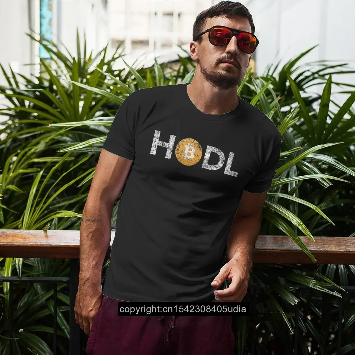 Фото Винтажная Футболка Hodl с принтом Биткоин, криптовалюты, винтажная Готическая летняя свободная Хлопковая мужская майка, уличная одежда в стиле Харадзюку, футболка с круглым вырезом №3