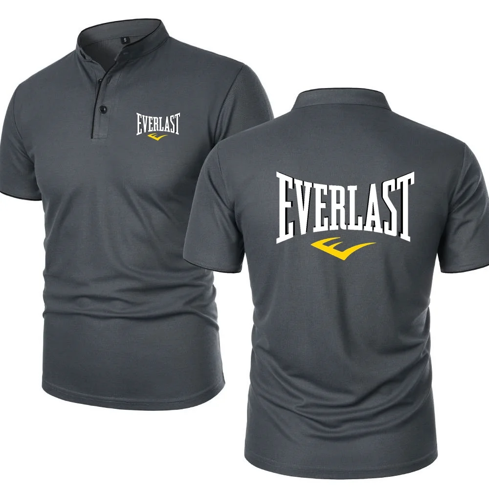 Фото Простые удобные рубашки на пуговицах Everlast, мужская футболка для тренажерного зала, фитнеса, тренировок, спортивная футболка, дышащая футболка с короткими рукавами №3