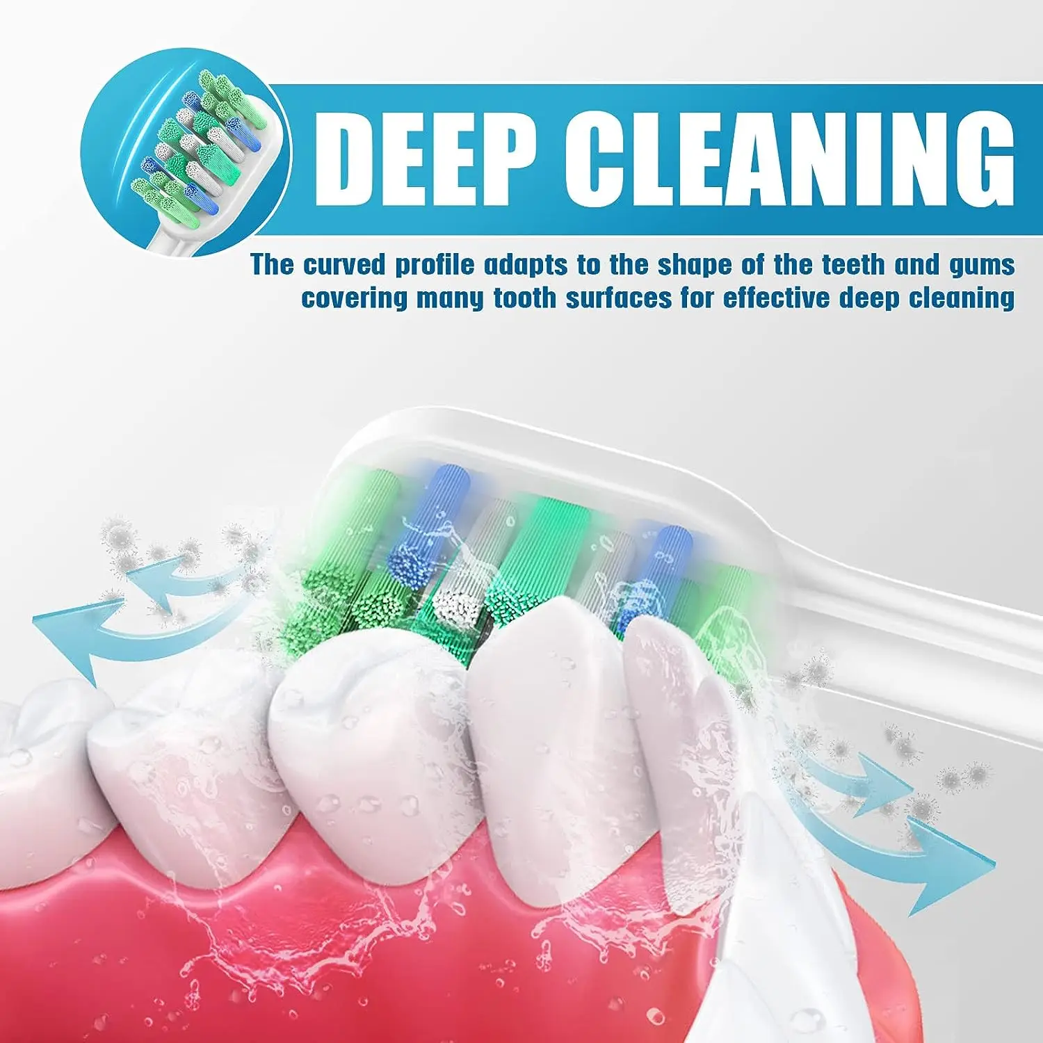 Фото 4/8/12/16/20 шт./упаковка, насадки для зубной щетки Philips Sonicare HX3/6/9 №2