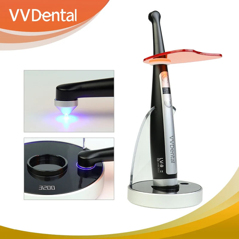 Стоматологическая полимеризационная лампа LV-9, от VV Dental, быстрое отверждение в 1 секунду, беспроводная зарядка, металлический корпус, 6 режимов, регулируемая яркость