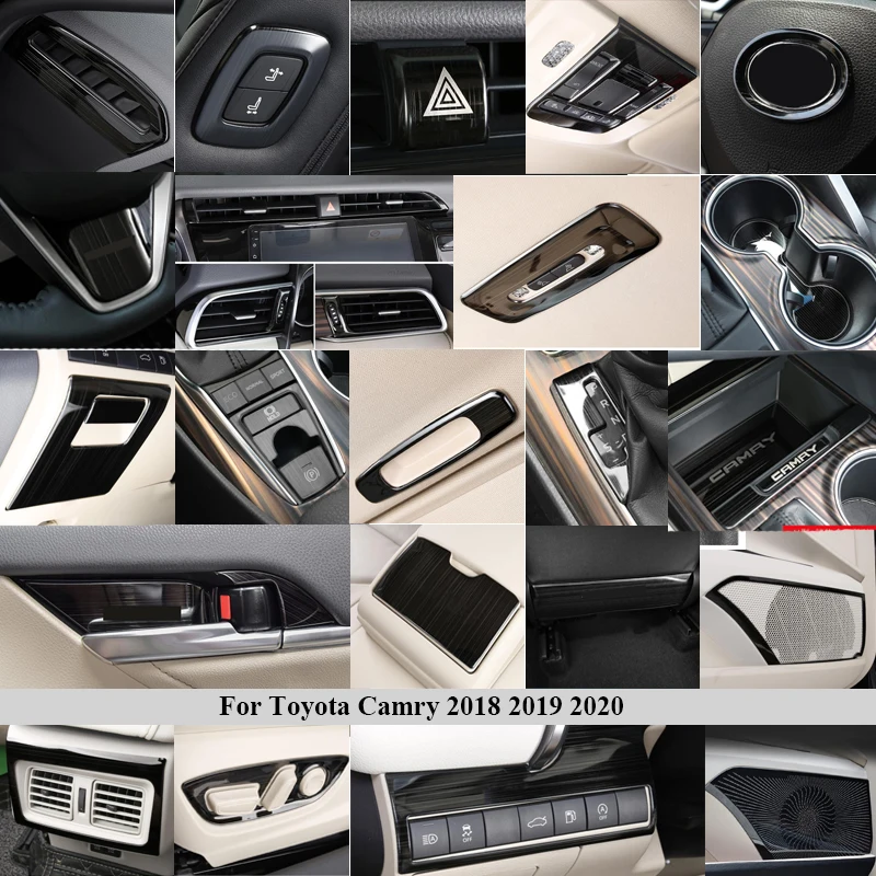 Для Toyota Camry 70 XV70 2018 2019 2020 рисунок титан черный аксессуары интерьер из нержавеющей стали декоративная накладка