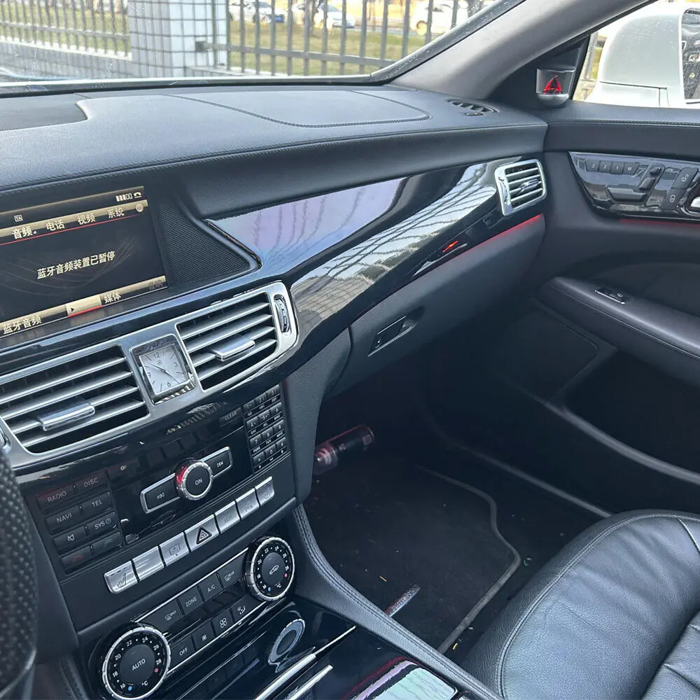 Фото Для Mercedes Benz CLS W218 2012-17 глянцевый черный узор интерьер DIY отделка наклейки №4