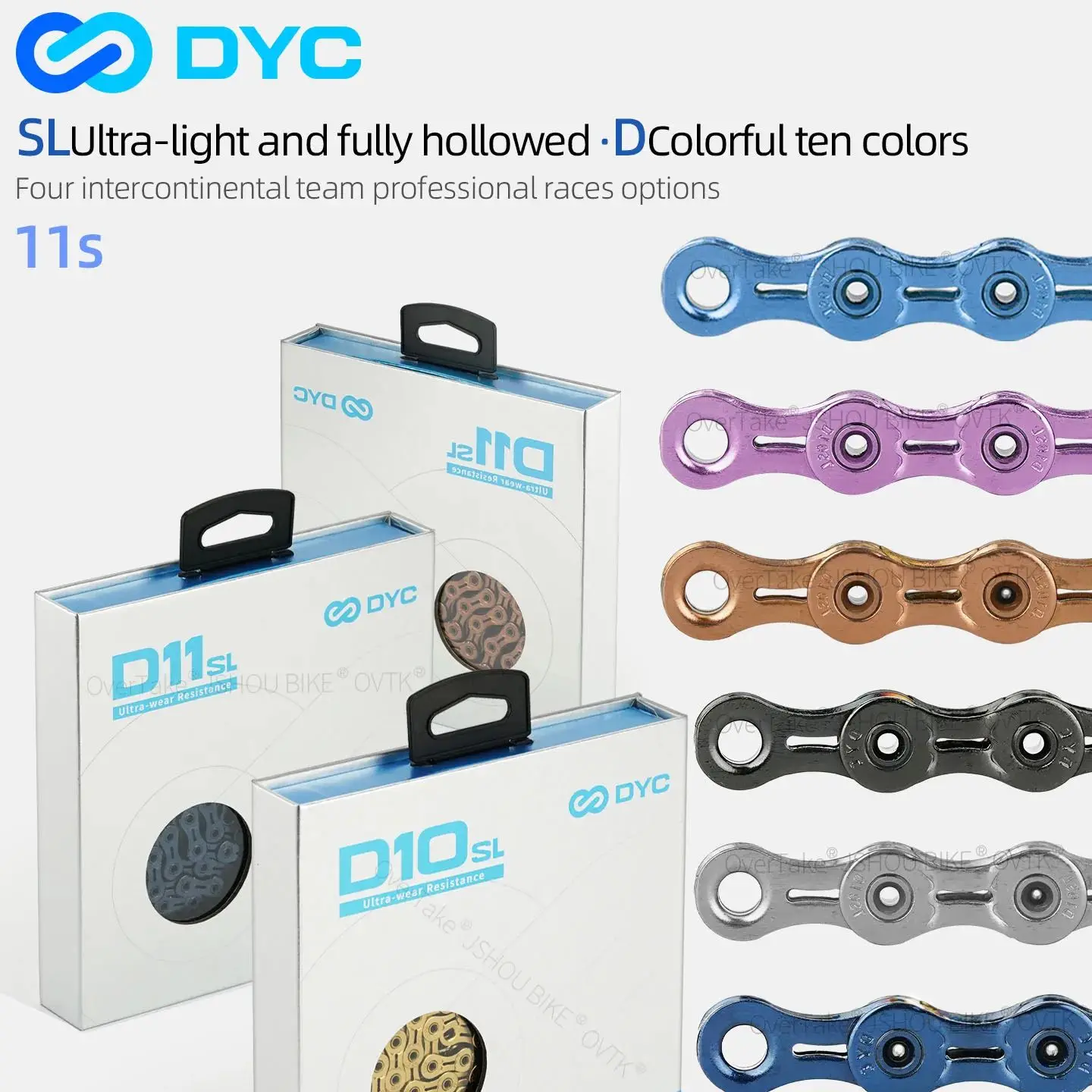 DYC 11-скоростная велосипедная цепь, полностью полая, красочная гальваническая цепь для горного и шоссейного велосипеда для UT SRAM DA Shimano, аксессуары для велосипеда