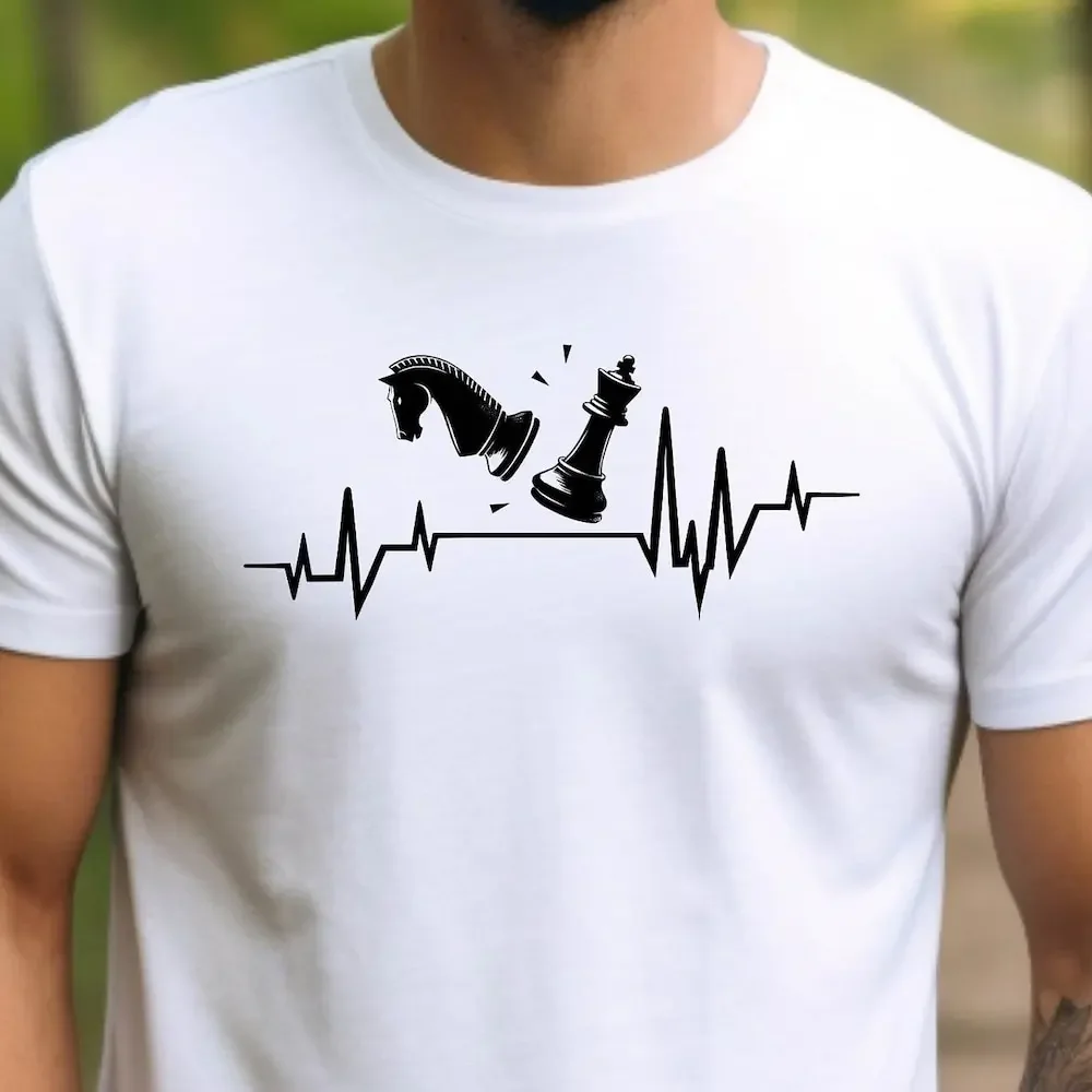 Футболка Heartbeat Chess Game Piece Gaming Dad Funny Lover