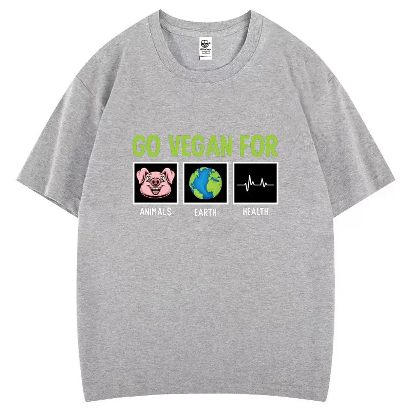 Забавная хлопковая футболка Go Vegan for Animals Earth Health для мужчин и женщин, удобные дышащие топы с короткими рукавами, повседневная футболка в юмористическом стиле (art.: 3920cdfb87226) - 3920cdfb87226