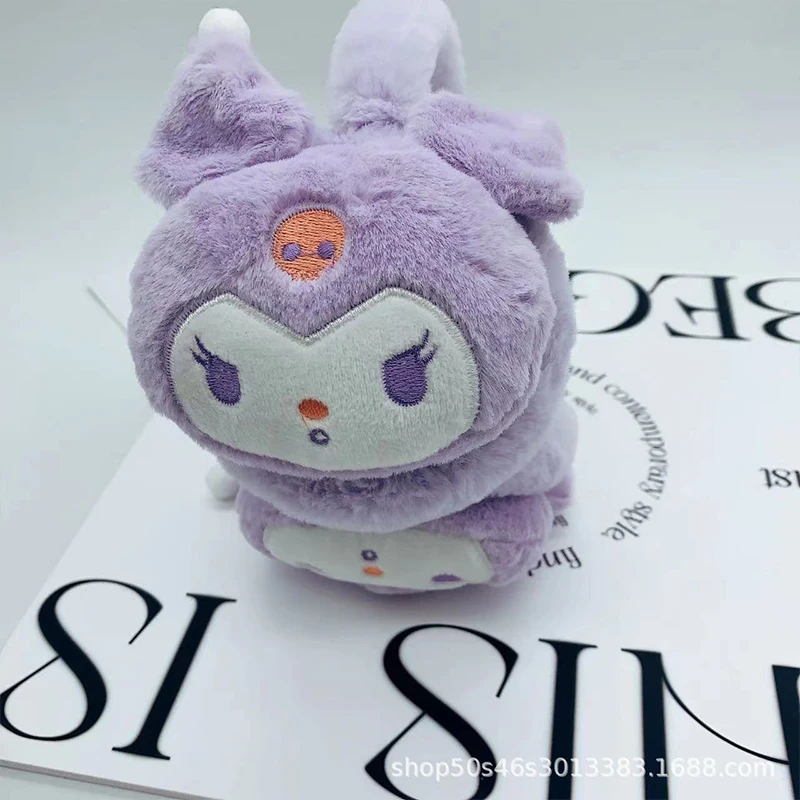 Фото Милые наушники Sanrio Kuromi My Melody Cinnamoroll красивые уличные Теплые мягкие плюшевые игрушки для девочек с защитой от ветра №3