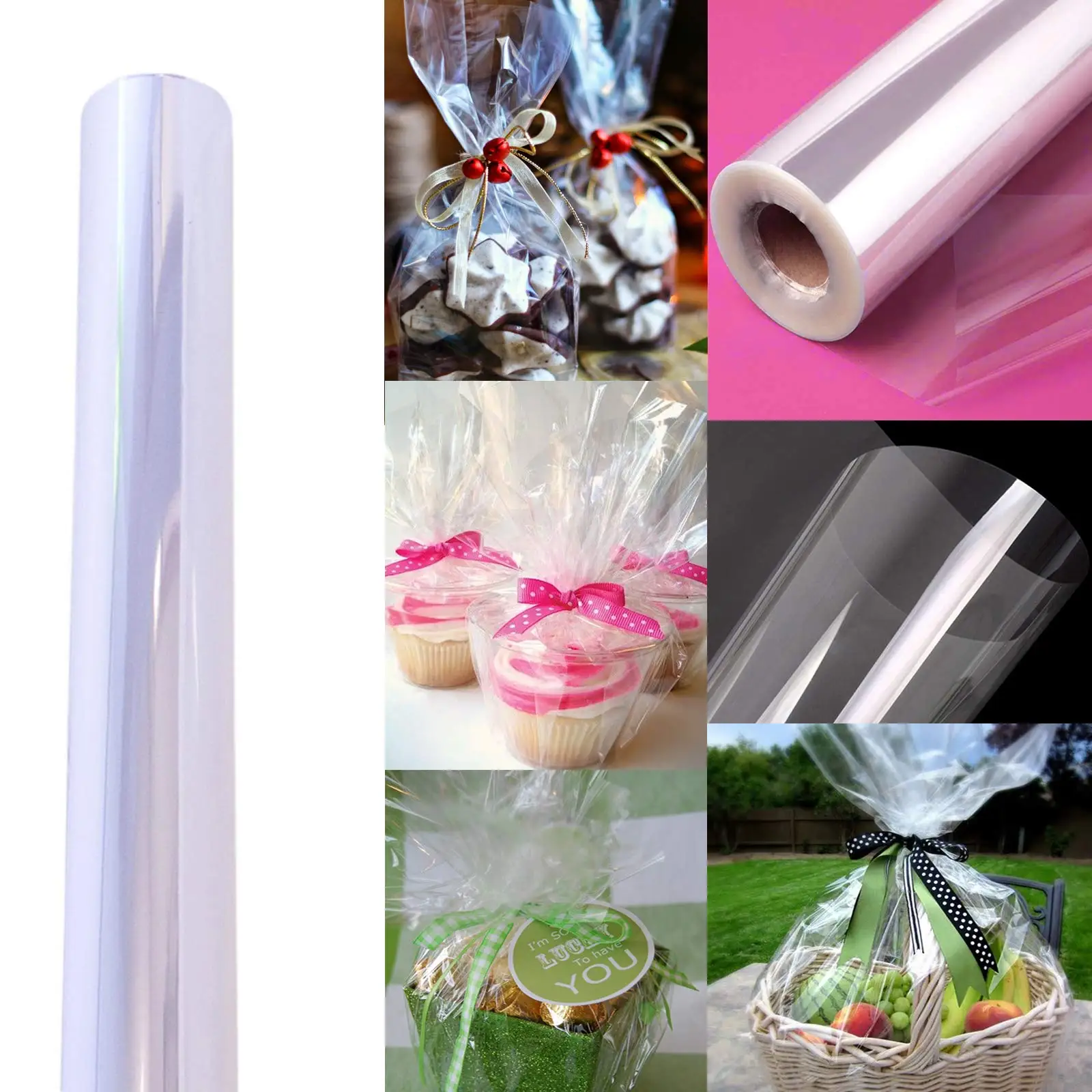Рулон подарочной упаковки Cellophane, 30 м, многоцветная Подарочная пластиковая бумага, разрезаемая упаковка, подарочная упаковка с металлической проволокой, стандартный Декор