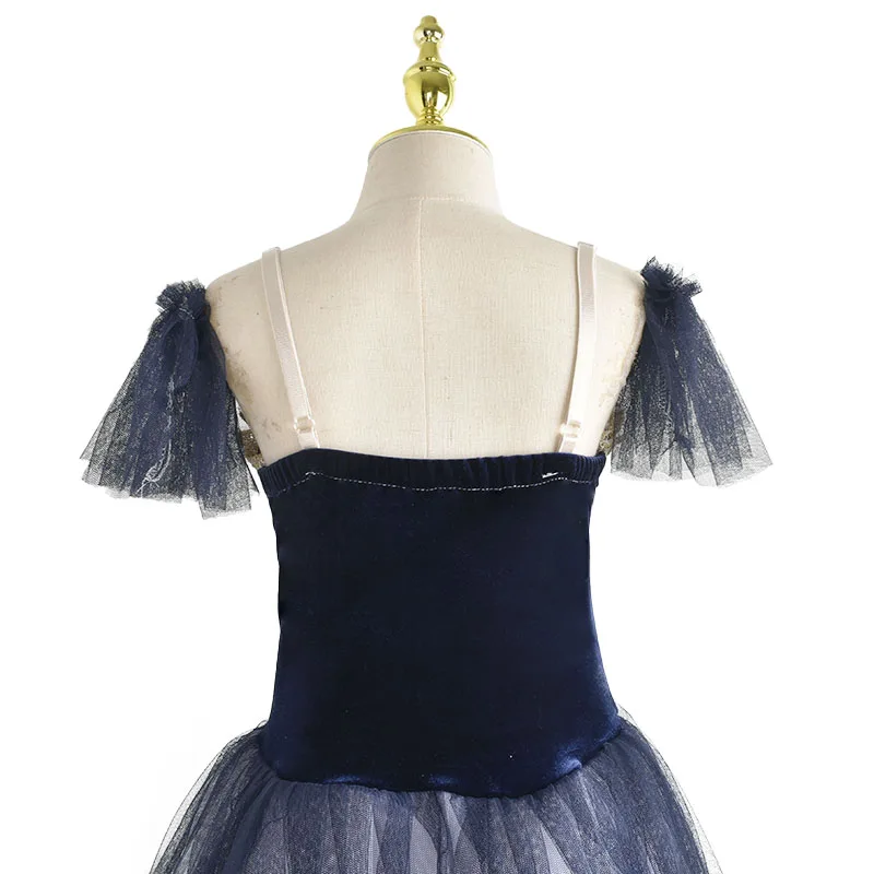Фото Ballet Romantis Panjang Biru Kostum Ballet Wanita Gaun Tari Ballet Pertunjukan Anak Perempuan Rok Tutu Pakaian Tari Tulle №5