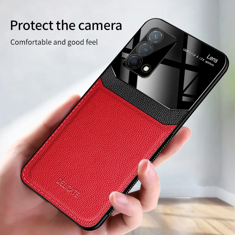Realme GT Master RMX3363 RMX3360 Чехол Кожаное стекло Текстура ТПУ Бампер с задней крышкой из плексигласа для Realme GT Master Edition