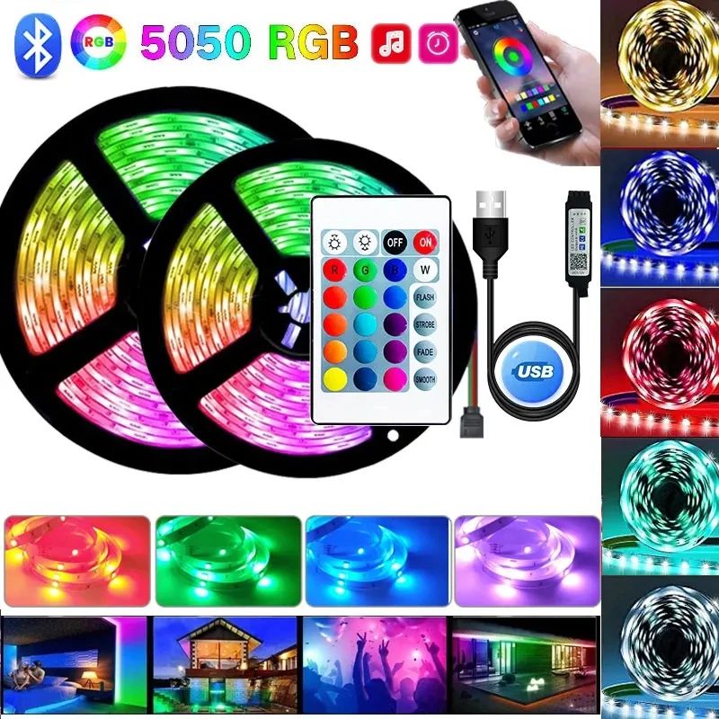 Rgb Светодиодная лента Alexa 5 В, Usb, светодиодная лампа 5050, Wi-Fi приложение, светодиодная настенная комнатная декорация, ледяная гирлянда, игровые аксессуары, Светодиодная лента, лента