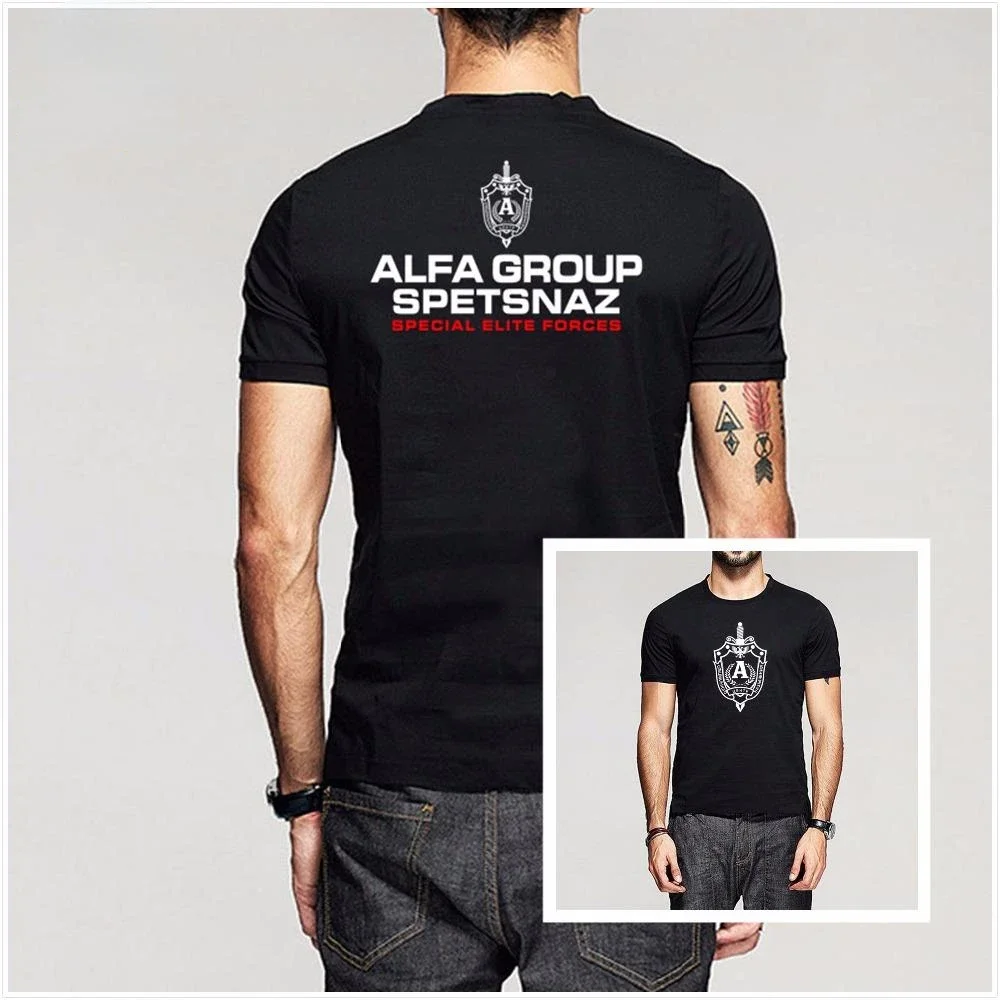 Русская футболка Spetsnaz Alfa Alpha Unit Counter Terrorist Special Unit Forces Футболка с круглым вырезом Повседневная забавная рубашка