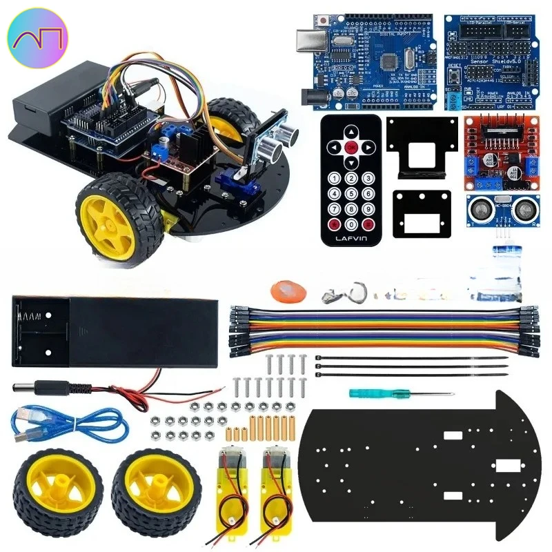 Образовательный комплект робота, учебное пособие, совместимое с 4Wd Diy, прозрачный комплект шасси робота-автомобиля Arduino