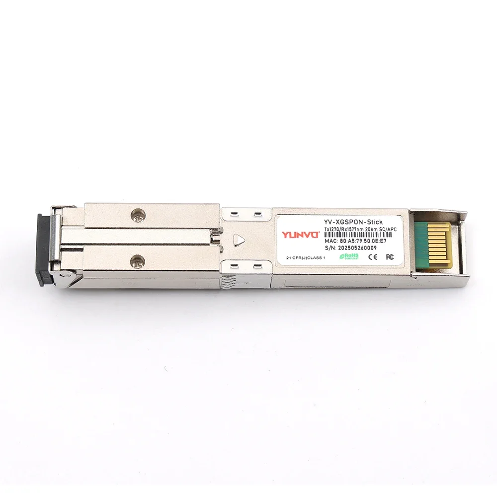 Yunvo 10G SFP+ 1270/1577nm 20km SC/APC Гнездо для веб-управления 10G/10G XGSPON ONT Stick SSH XGSPON/XGPON ONU Stick