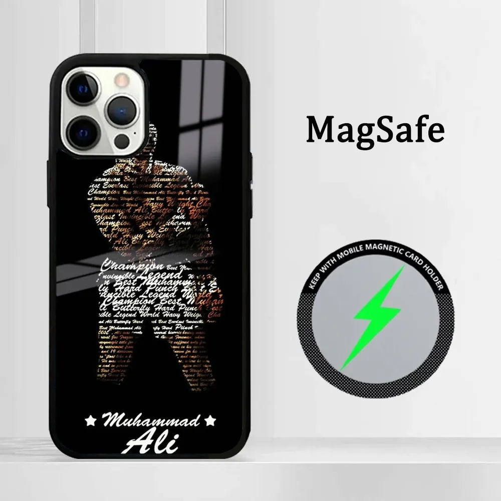 Фото Чехол для телефона с Мухаммедом Али для iPhone 15 14 13 12 11 Pro Max Plus мини зеркальный Магнитный чехол №3