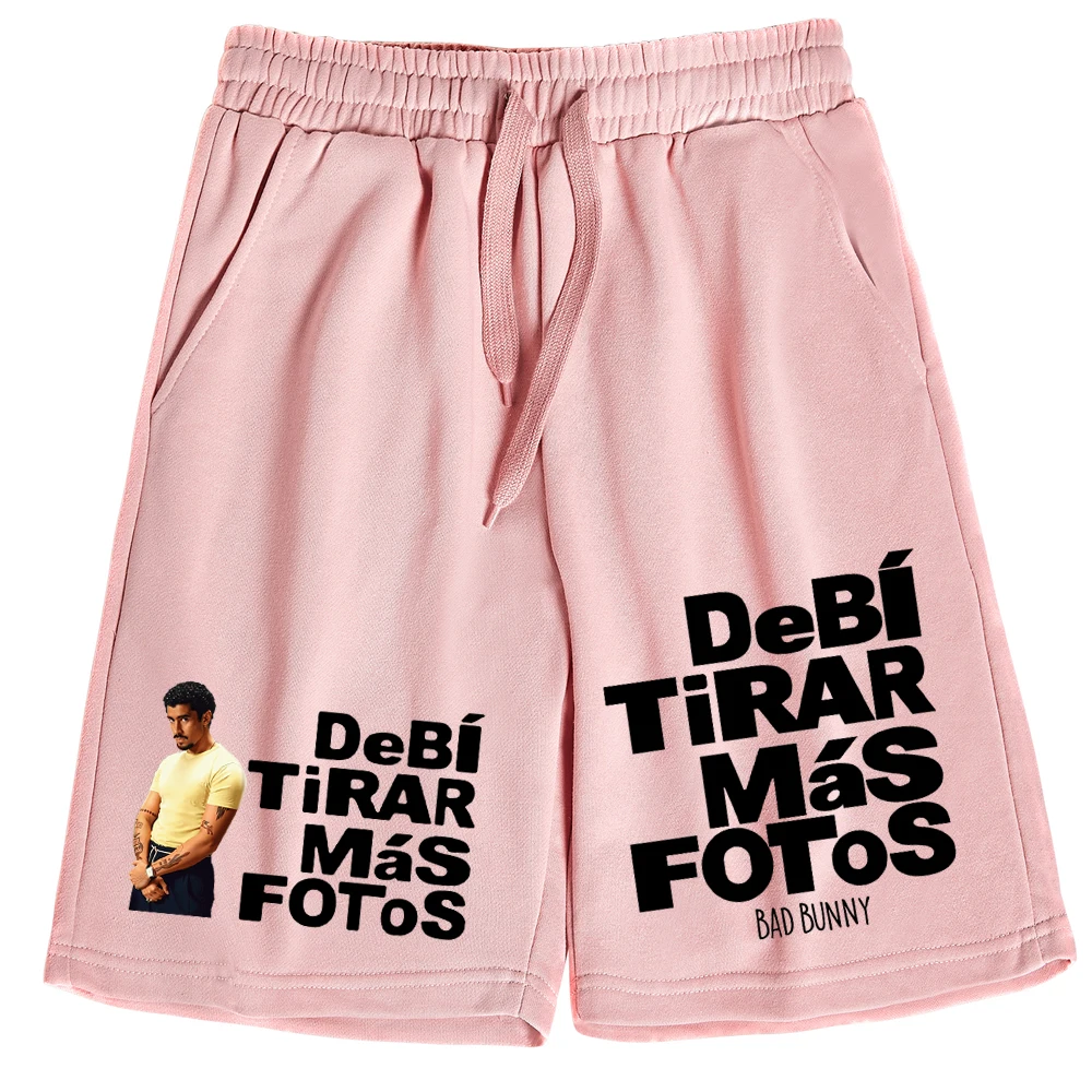 Фото Bad Bunny Debi Tirar Mas фото короткие брюки для мужчин и женщин уличные повседневные свободные пляжные хлопковые брюки №3