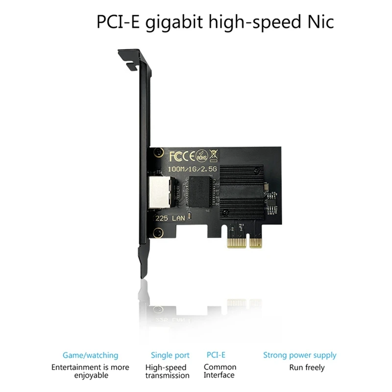 Фото Горячий Pcie гигабитный сетевой адаптер 2,5G/1G/100 Мбит/с PCI Express I225 гигабитная Ethernet карта RJ45 LAN адаптер №3