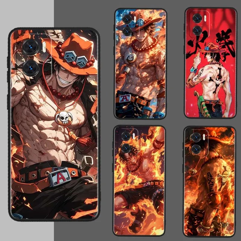 O-One Piece Portgas·D· Ace для Motorola Moto G85 G64 G55 G54 G45 G35 G34 Edge 50 40 5G Черный чехол для телефона