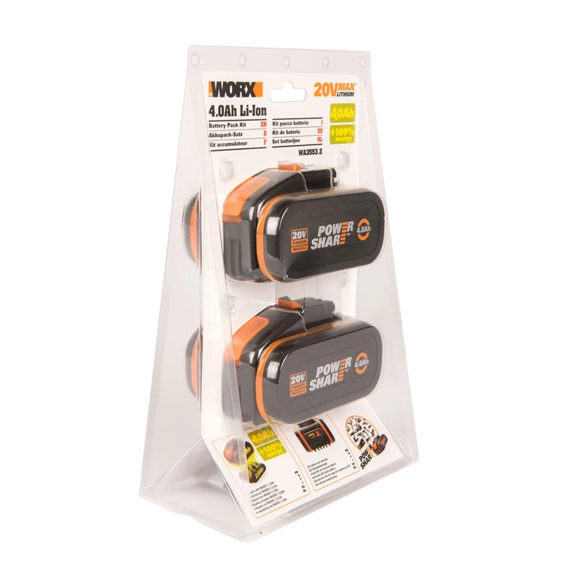 Комплект из 2х Аккумуляторов 2*20В 4.0 Ач . WORX WA3553.2 (art.: 7b2c09e96) - 7b2c09e96