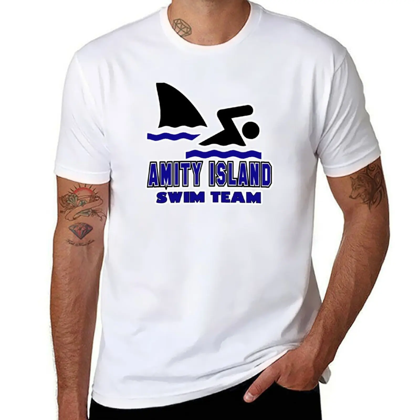 Футболка Amity Island Swim Team, футболки из 100% хлопка, мужская футболка из 100% хлопка