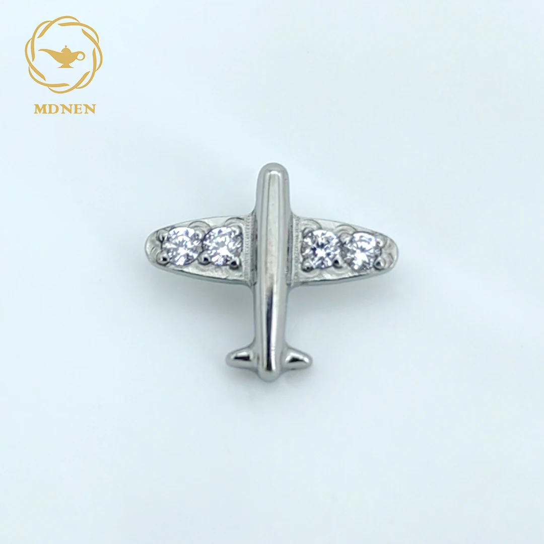 Сверкающая Изогнутая Верхушка самолета MDNEN ASTM F136 из титана с фианитом 16 г с внутренней резьбой для пирсинга губ, ювелирные изделия