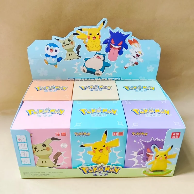 Подлинная фигурка Pokemon Pikachu Piplup Kabigon Genger Mimikyu Scorbunny, аниме-фигурка, модель игрушки, слепая коробка, украшение для рабочего стола, подарок на день рождения